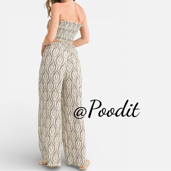 KLESIS crop top and wide leg pant two piece rayon set size LARGE - Picture 3 of 5